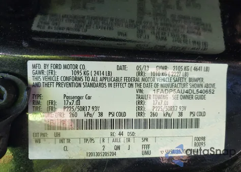 2013 Ford C-Max Hybrid Se из США, поврежденный, VIN 1FADP5AU4DL540652